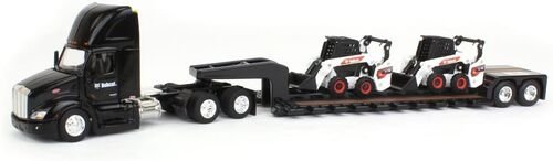 1:64 Peterbilt 579 W/ Lowboy & 2 Bobcat S76 Skid-Steer Loaders