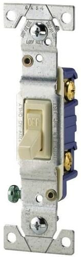 15 A, 120 VAC, 1 Pole Framed Grounding Ivory Toggle Switch