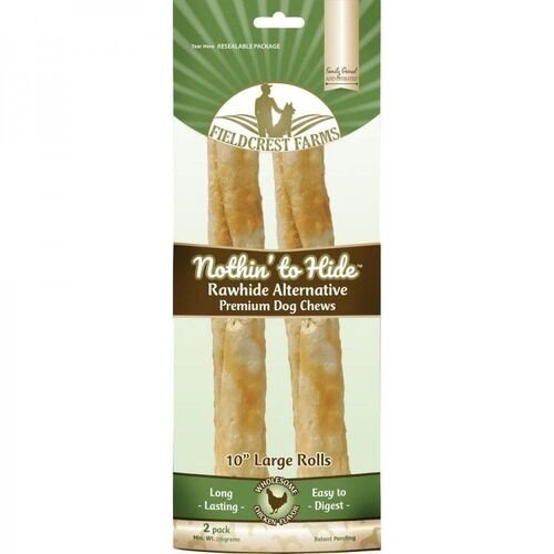 Nothin' To Hide Rawhide Alternative Chicken Flavored 10 Large Roll  2 Pack Dog Chews