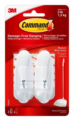 Command White Medium Wire Hook & Strip Kit