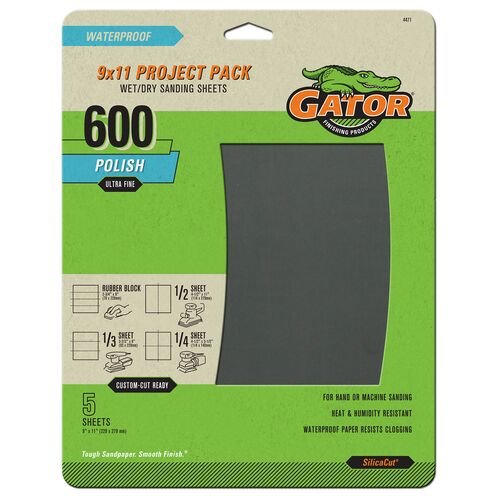 9" x 11" Waterproof Sanding Sheets 5-Pack - 600 Grit