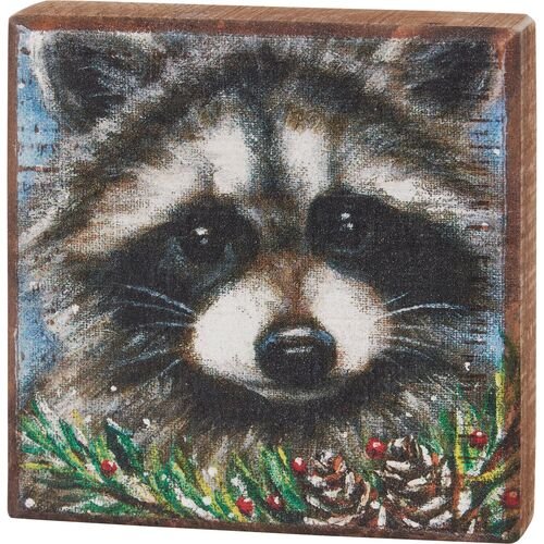 Woodland Raccoon Block Sign