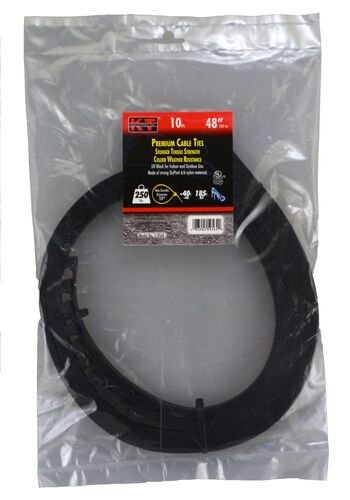 48" Extra Heavy Duty Cable Ties in UV Black - 10/pk