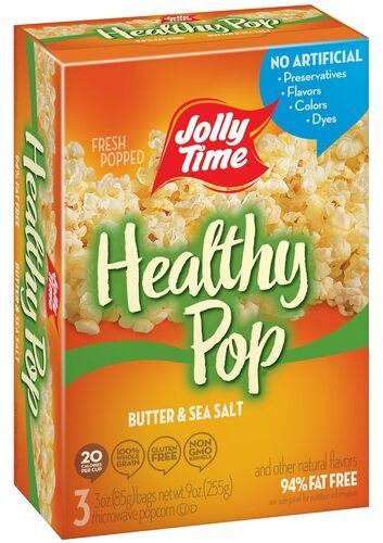 Healthy Pop Butter 94% Fat Free Microwave Popcorn 3 Count Box