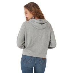 Womens' Retro Southwestern Cropped Pullover Hoodie in Heather Grey