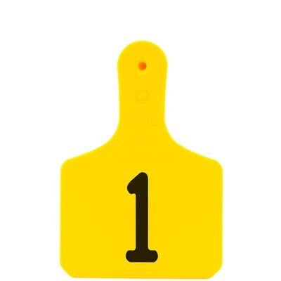 Y-Tags Calf #1-25 1-Piece Tags in Yellow - 25 Tags