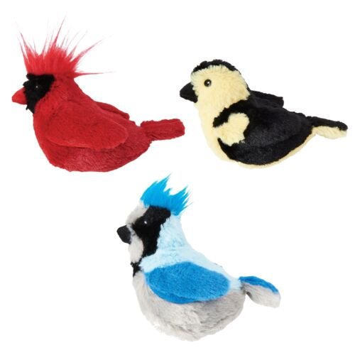 5 Plush Birds With Catnip Cat Toy