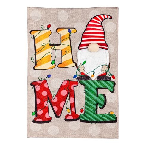 Holiday Gnome Burlap Flag