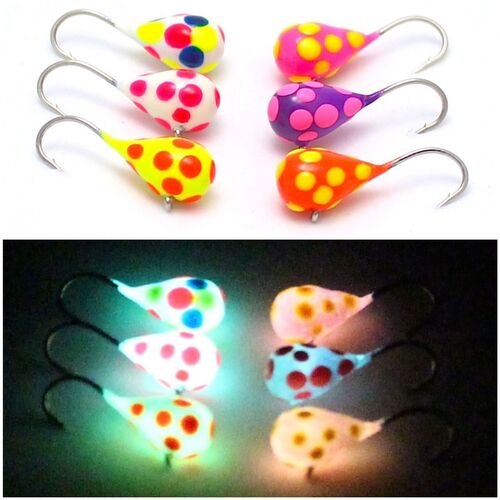 2-Pack Tungsten "Polka Dot" Glow Dropper 5mm/#12 Hook - Widow Bread Glow