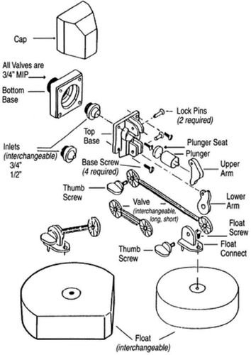 1/2" Complete Valve Arm & BL117 Float Assembly