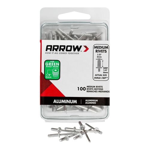 1/8 x 1/4" Medium Aluminum Pop Rivet