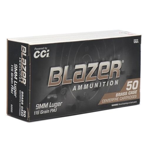 Blazer Brass 9 mm Luger 115 GR Ammo - 50 Rounds