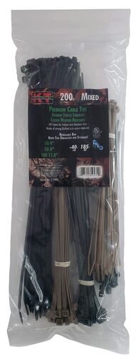 4" 8"& 11.8" Camo Cable Ties Assortment - 200-Piece