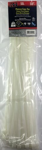 18" Heavy Duty Cable Ties in Natural - 50/pk