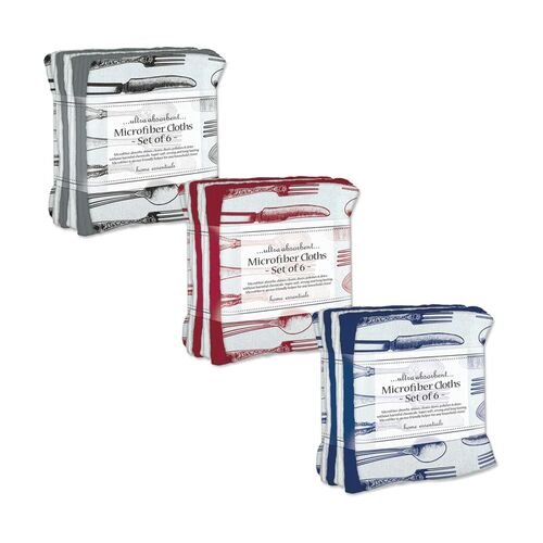 Assorted Microfiber Dish Towels - 6 Pack