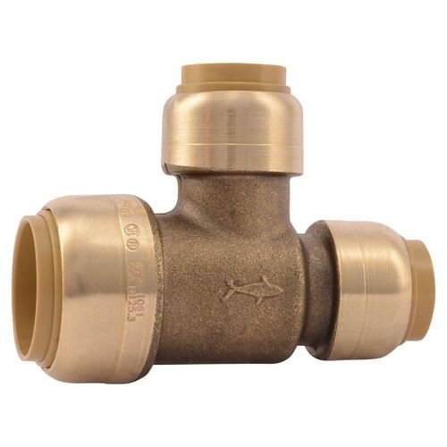 3/4" x 1/2" x 1/2" Push-to-Connect Brass Reducing Tee Fitting