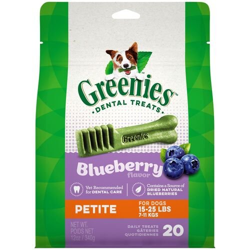 Blueberry Flavored Petite Dental Dog Treats - 20 Count