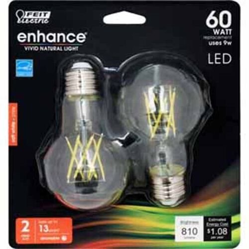 60 Watt 810 Lumens 2-1/4" 2700K 2 Pack Globe LED Bulb