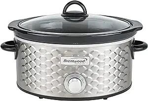 4.5 Quart Slow Cooker with Scallop Pattern in Stainless Steel