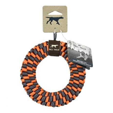 6" Braided Nylon Ring Dog Toy in Orange