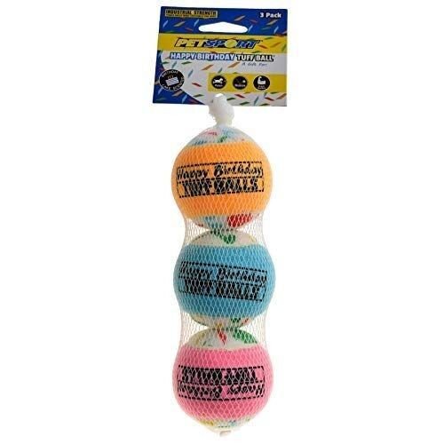 2.5 Happy Birthday Tuff Ball Dog Toy - 3 Pack