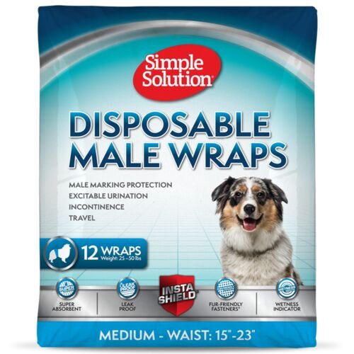 Disposable Male Dog Wraps M- 12 Wraps