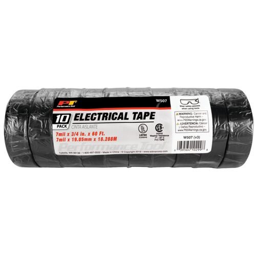 3/4" x 60' Black Electrical Tape - 10-Pack