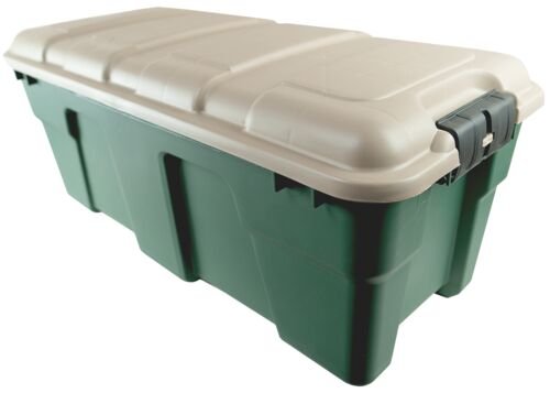 17 Gallon Outdoor Lock-n-Store Tote in Green/Tan