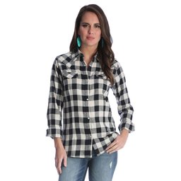 Women's Western Plaid Long Sleeve Snap Flannel Shirt in Assorted Plaids