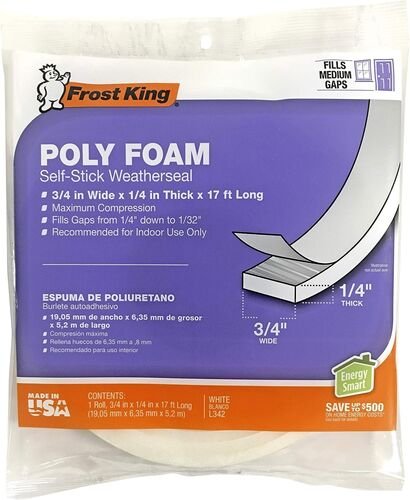 Polyurethane Foam Tape 1/4" White