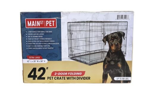 Folding Pet Crate with 2 Doors - 42"