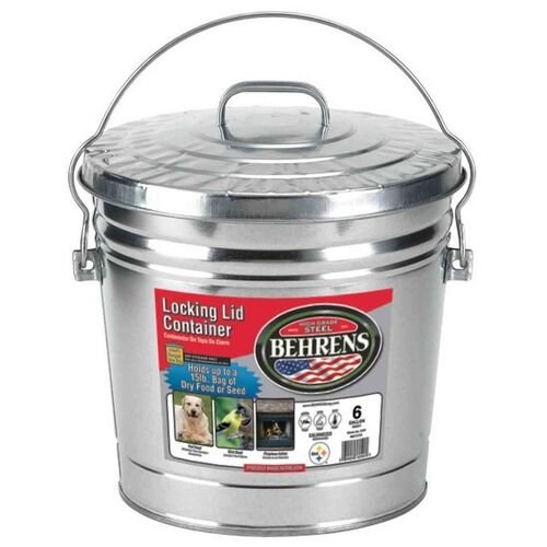 Galvanized Steel Locking Lid Trash Can with Lid - 6 Gallon