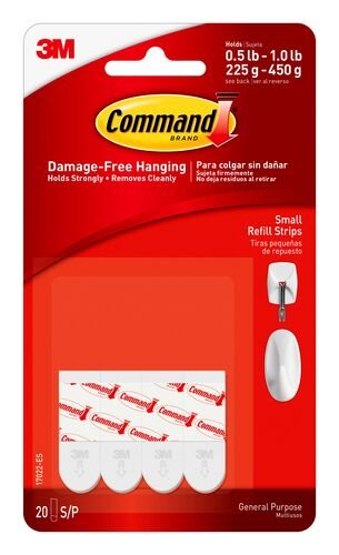 Command Small White Refill Strips 20 Pack