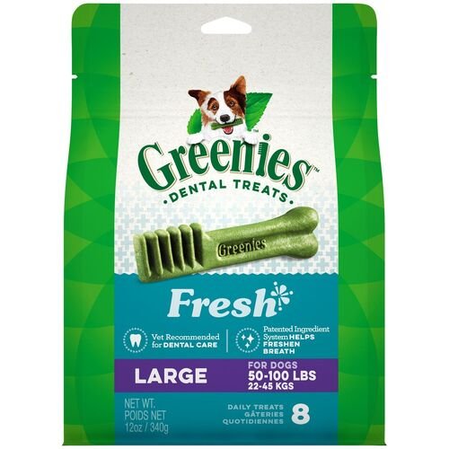 Fresh Flavored Large Dental Dog Treats - 8 Count