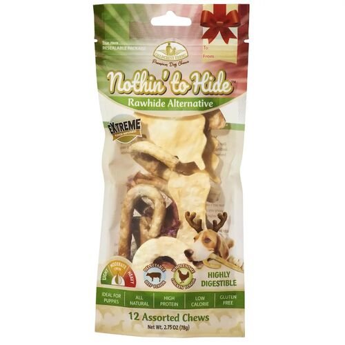 Small Nothin' to Hide Holiday Assorted Chicken and Beef Dog Chews 12-Count