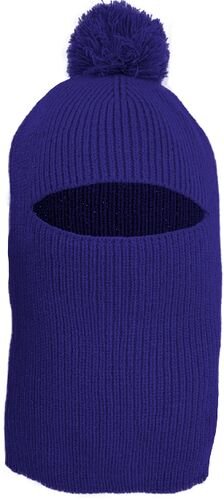 1 Hole Facemask Knit Hat with Pom - Assorted Colors