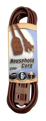 16/2 Gauge 6' Brown Cube Tap Indoor Extension Cord