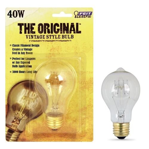 40W Equivalent 120 VAC AT19 Dimmable Vintage Incandescent Lamp