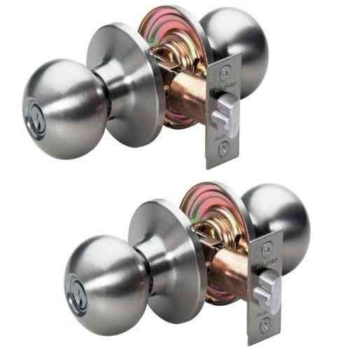 Ball Knob Style Keyed Entry Door Lock - Twin Pack