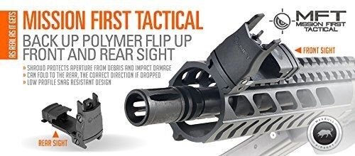 Front Backup Polymer Flip Up Sight Adjustable Elevation Black