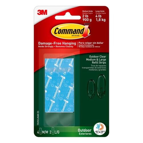 Command Outdoor Medium & Large Clear Strip Refill Kit