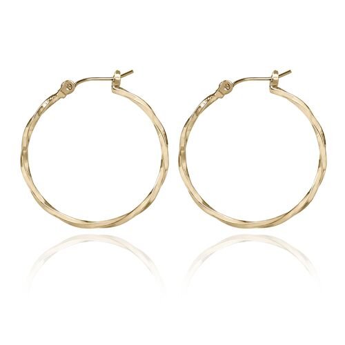 Silver Hoop Twisted Medium Earring