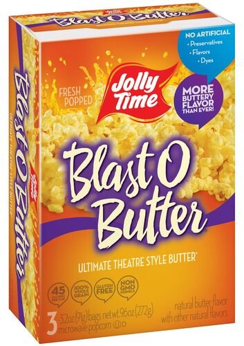 Blast O Butter Ultimate Movie Theatre Microwave Popcorn 3 Count Box